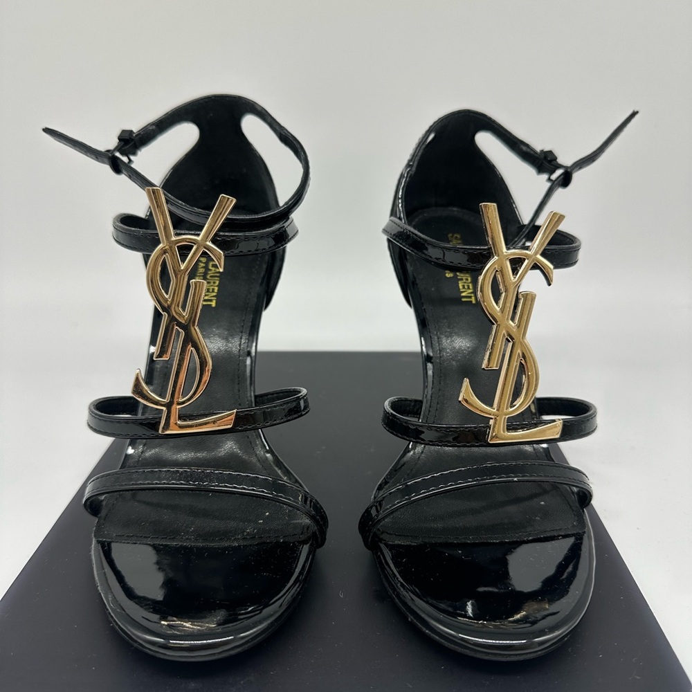Saint Laurent Black Heels with Gold Accents